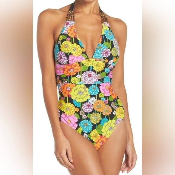Trina Turk Santiago Halter One-Piece Swimsuit - Picture 1 of 7